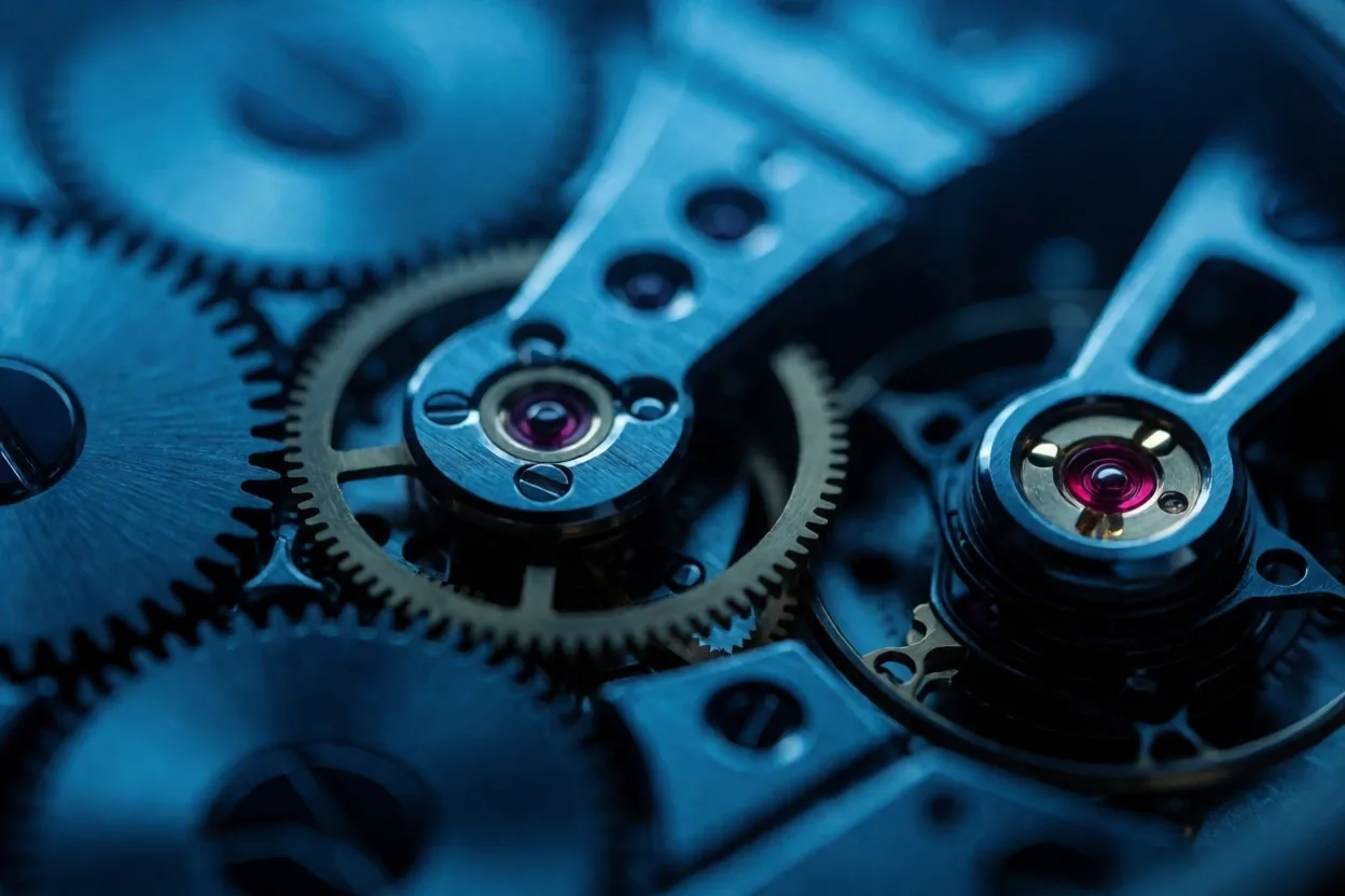 High-precision watch mechanism representing workplace calibration